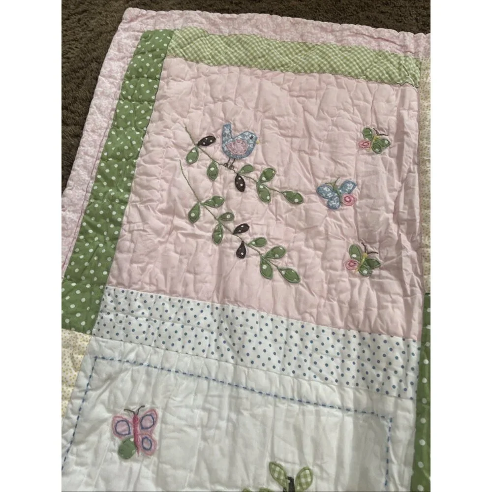 Pottery‎ Barn Kids Hayley Owl Birds Floral 50/36” Baby Toddler Crib Quilt
